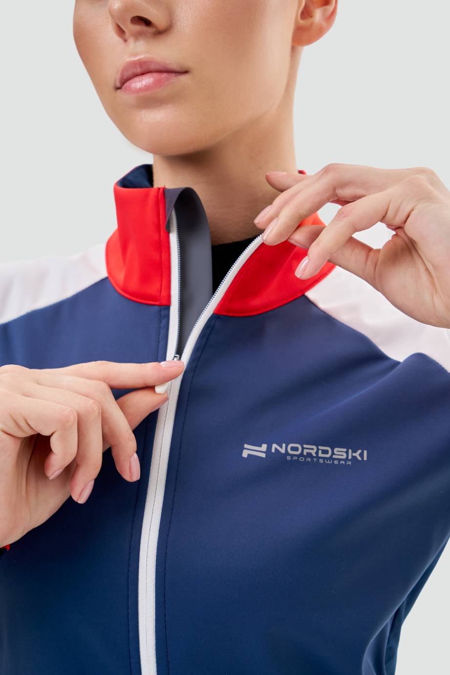 NSW621391 Тренировочная куртка Nordski Pro 2.0 White/Red/Blue W