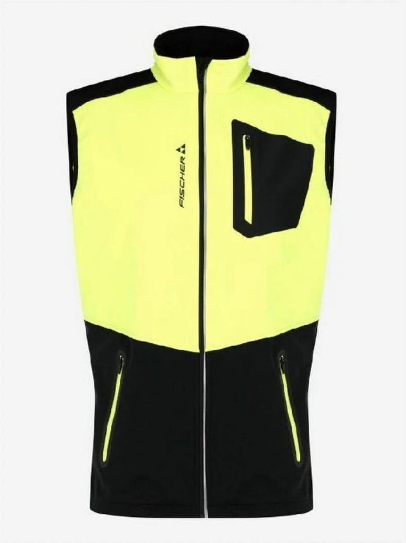GR8131-103 Жилет дет. FISCHER Softshell Warm black/yellow р.152