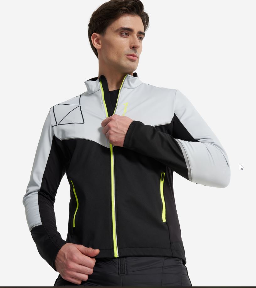 GR8207-109 Муж.куртка FISCHER Softshell Light (черно-сер.)