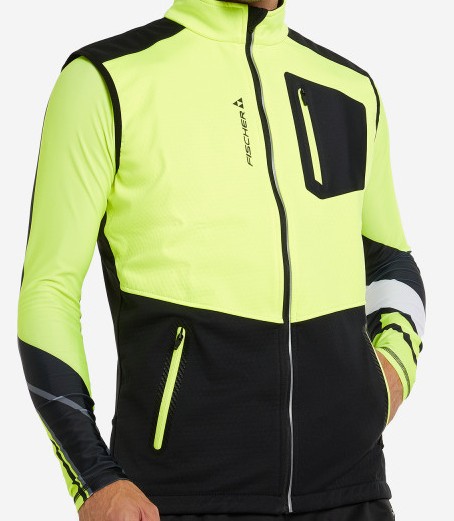 GR8131-103 Жилет дет. FISCHER Softshell Warm black/yellow р.158