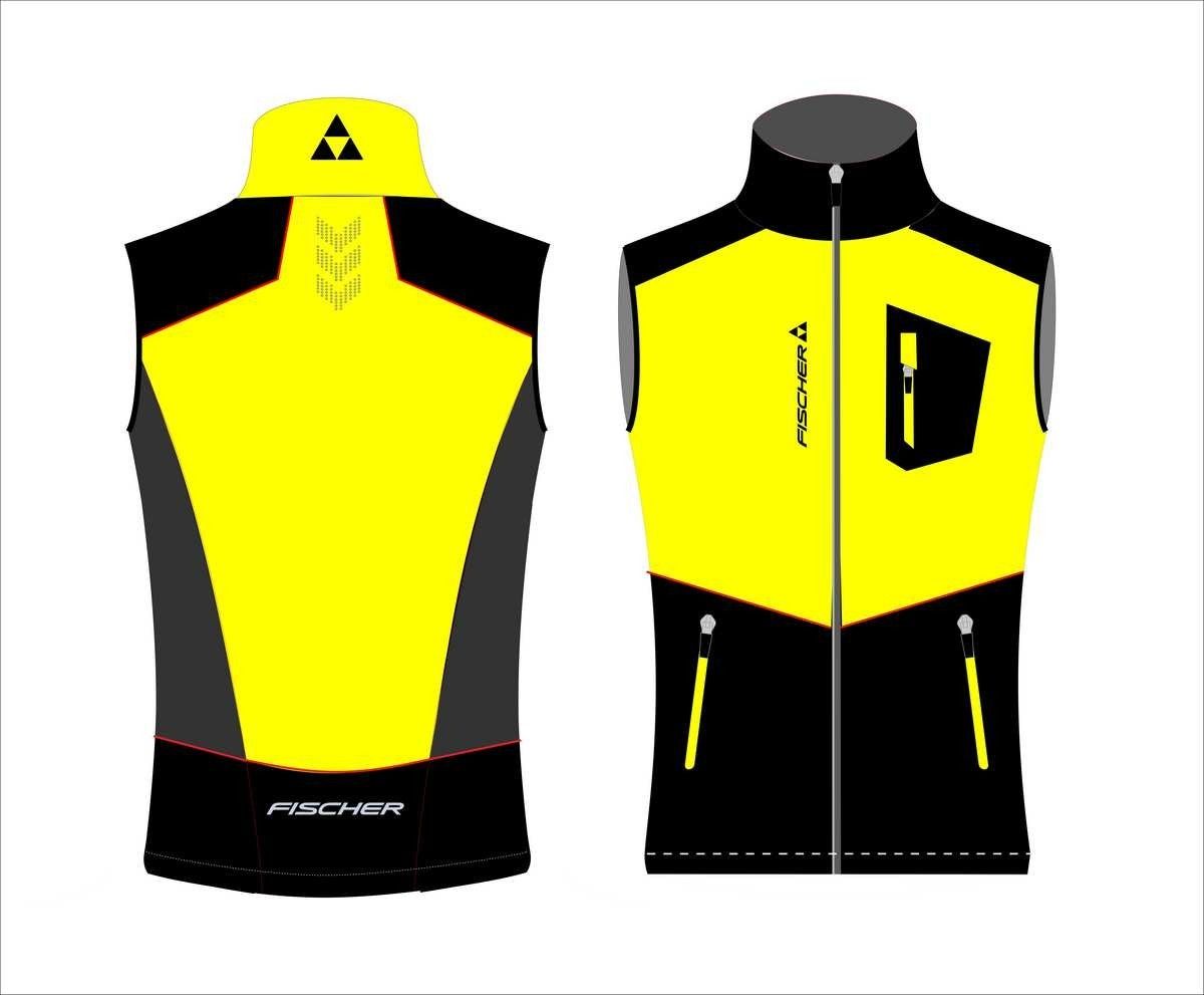 GR8131-103 Жилет дет. FISCHER Softshell Warm black/yellow р.164