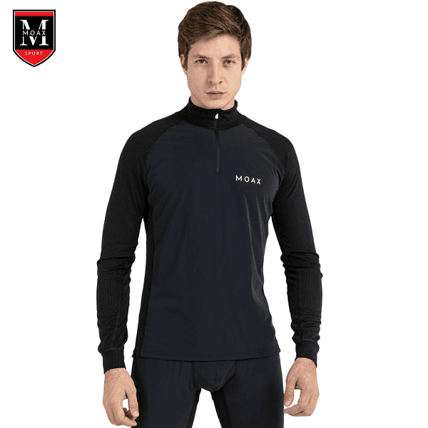 MX114051 Термофутболка Moax Race Wind LS с воротн. муж. 10000 черный